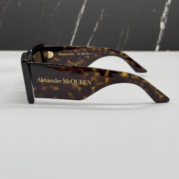 NEW ALEXANDER MCQUEEN AM0433S 002 SUNGLASSES WOMEN HAVANA SQUARE EYEWEAR - Picture 6 of 10